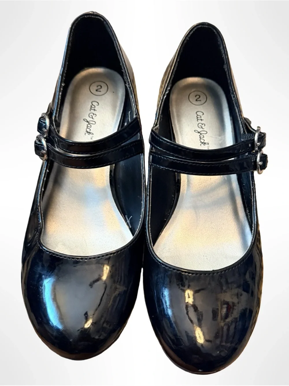 Cat & Jack Girls’ Black Patent Mary Jane Heel Shoes | Size 2